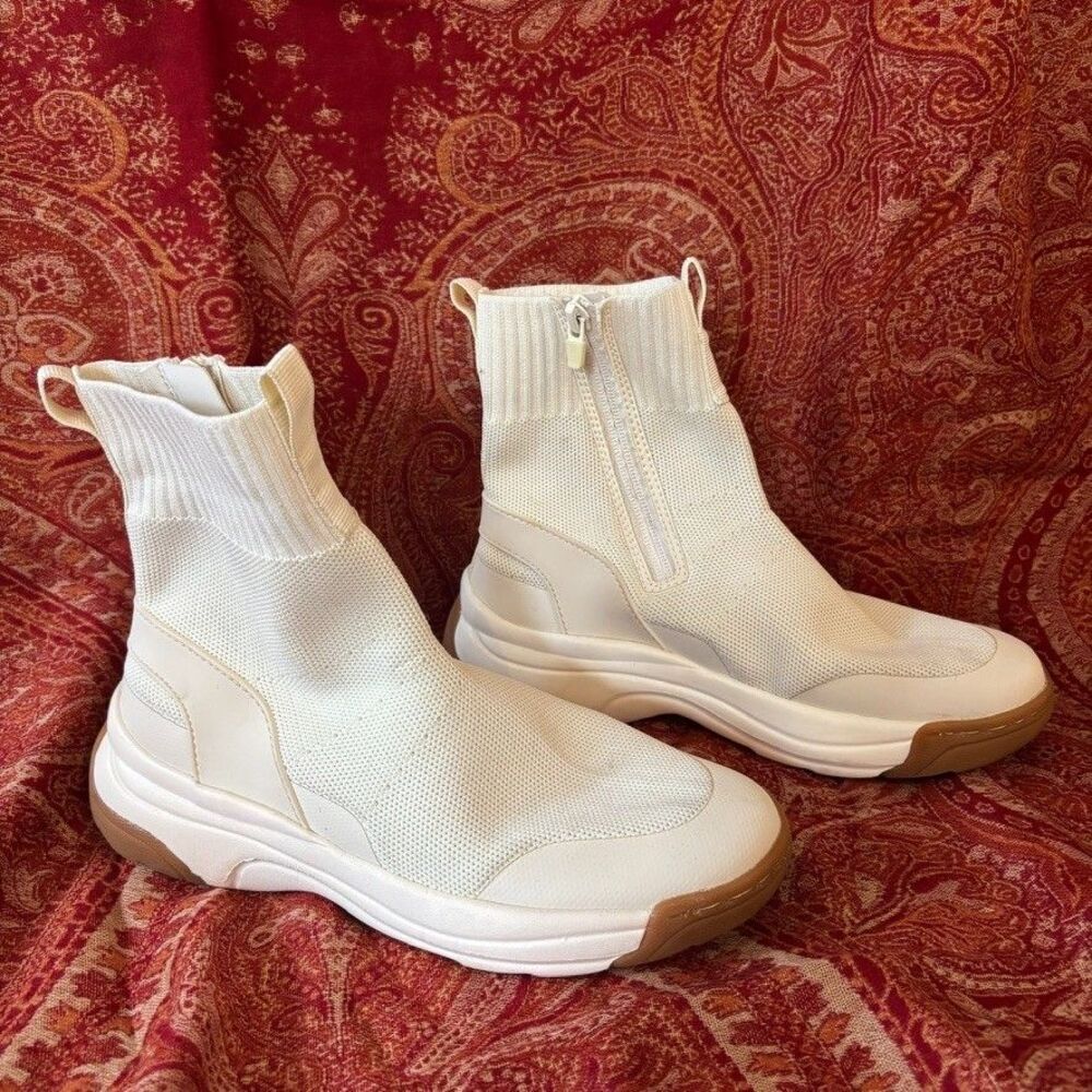 Zara cream knit high top sock sneaker boots EU 37 US 6.5 neutral athleisure